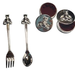 Vintage Baby Collection Silver Plated Fork Spoon First Tooth First Lock
